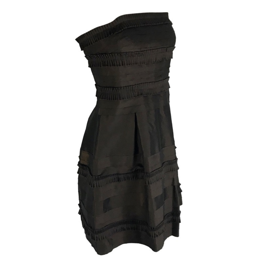 Strapless Cocktail Dress Brown Taffeta Party Prom